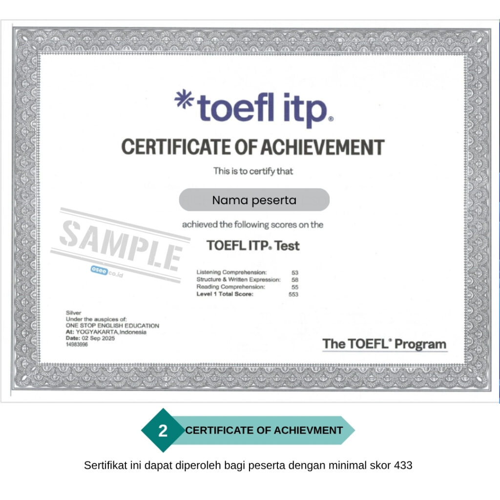 TOEFL ITP Certificate Of Achievment