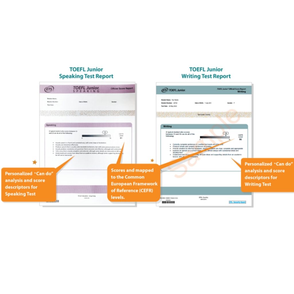 TOEFL Junior Speaking Test Report & TOEFL Junior Writing Test Report
